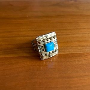 House of Harlow Cushion Square Ring Turquoise